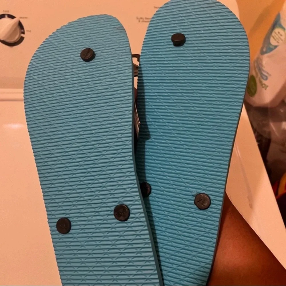 Palm-Print Men’s Flip Flops - Blue Green